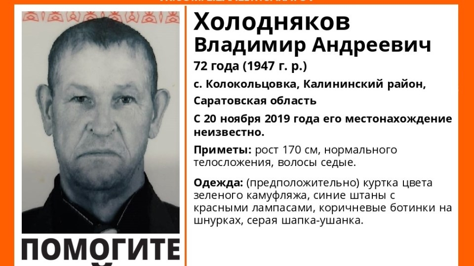 В Колокольцовке пропал 72-летний Владимир Холодняков