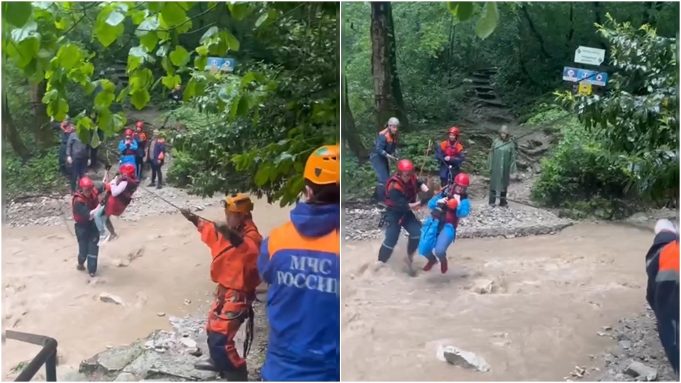 В Сочи спасатели помогли туристам из Саратова и других городов выбраться из затопленного ущелья